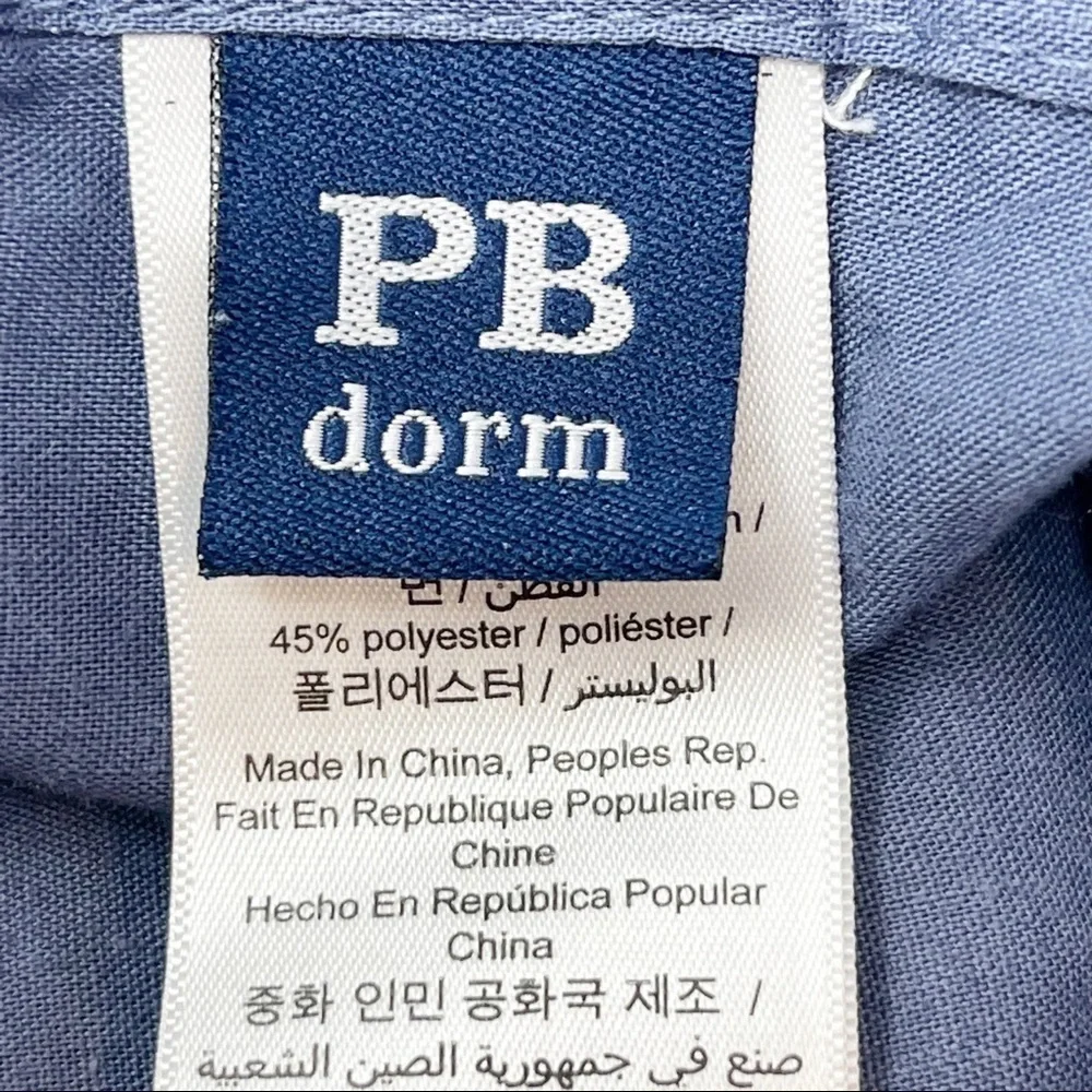 POTTERY BARN DORM Solid Blue Simply Smocked Pillow Shams Set Of Two 20” X 26”